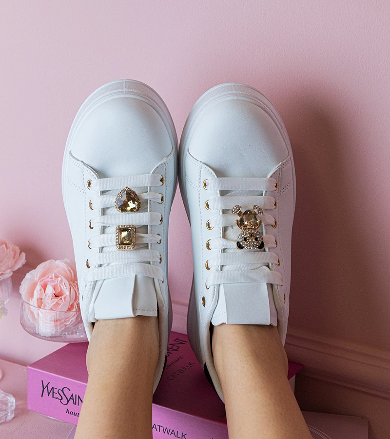 Gemre Adidași damă alb-negru decorați cu pietre Sarena