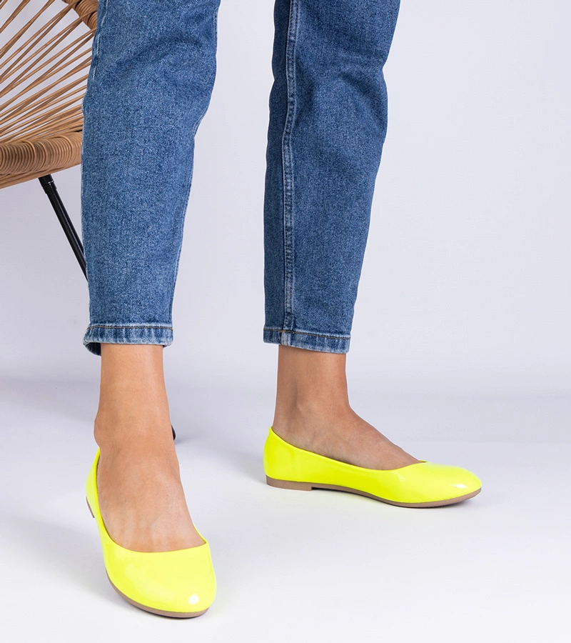 Gemre Balerini lăcuiți galben neon Aurika