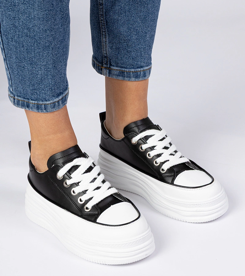 Gemre Adidași pentru femei alb-negru cu talpă înaltă Selina