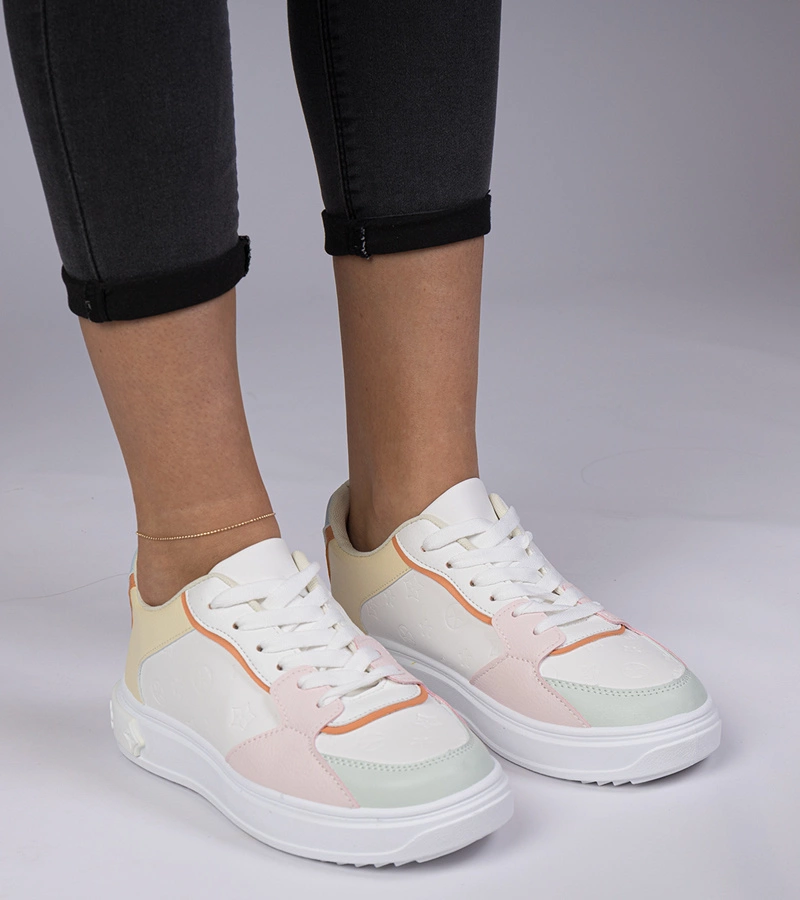 Gemre Pantofi sport alb-galbeni din piele ecologică Lavilia