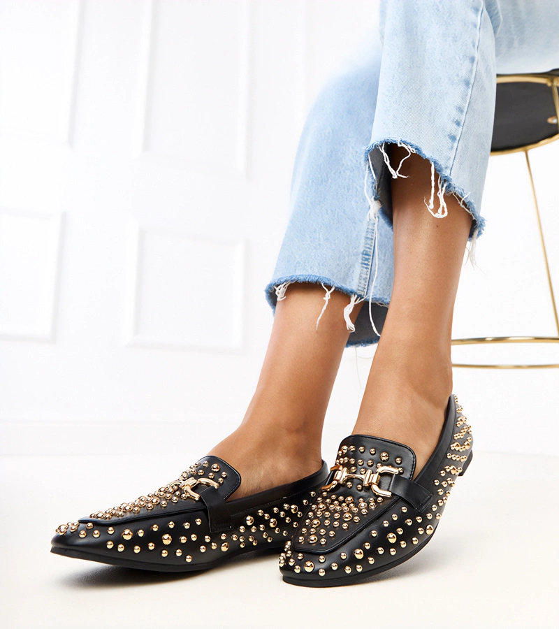 Gemre Mocasini negri decorați cu ținte Lea