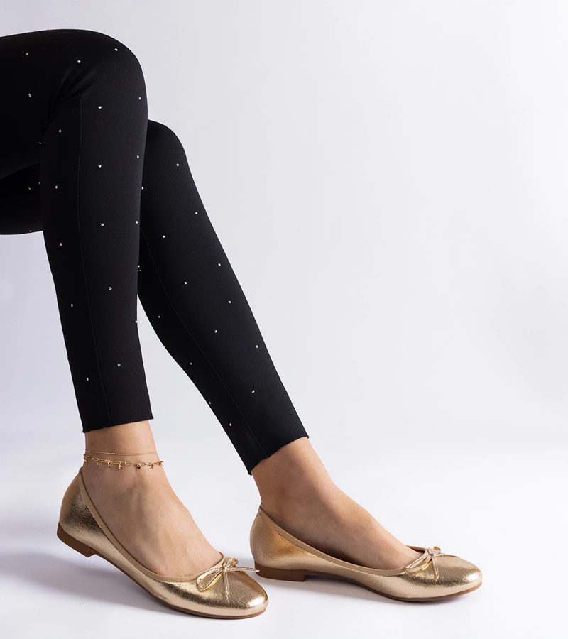 Gemre Balerini aurii decorați cu fundiță Yunka