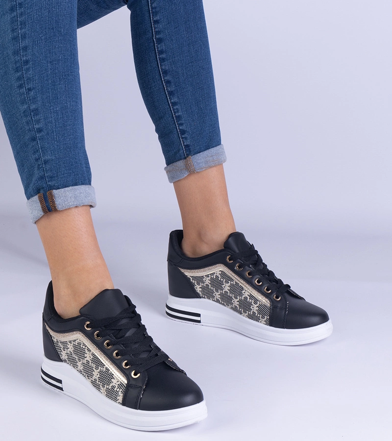 Gemre Adidași negri de damă cu platformă ascunsă Rondario