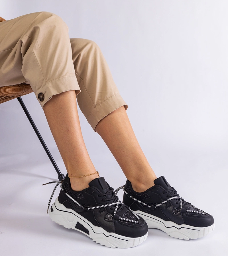 Gemre Adidași negri de damă cu sclipici Agar