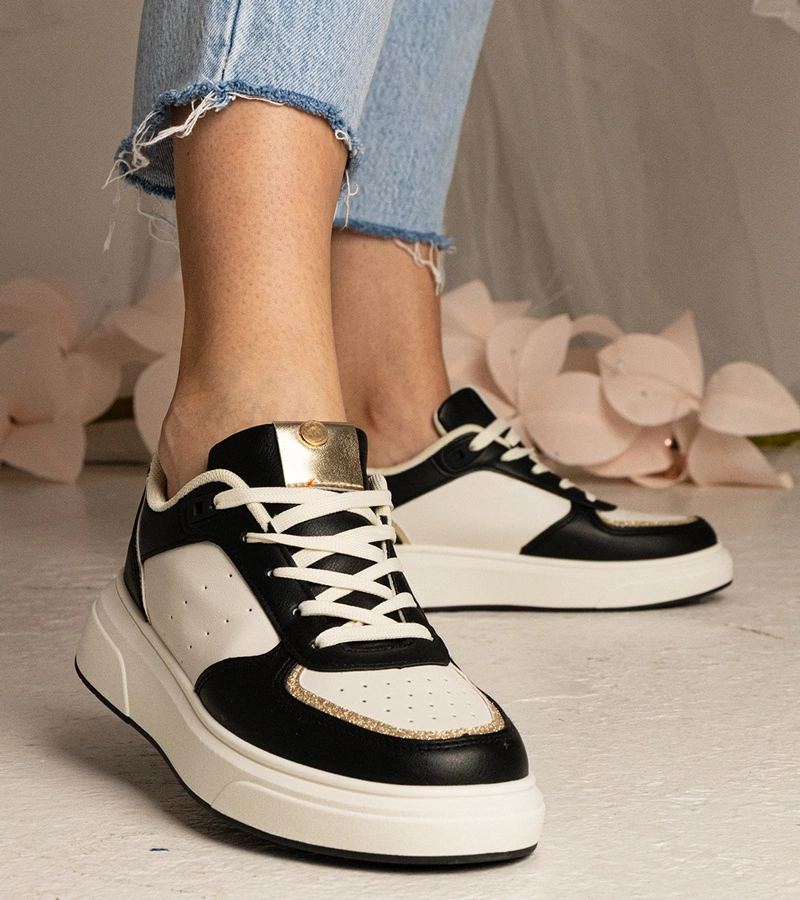 Gemre Adidași negri de damă cu inserție sclipitoare Zorra