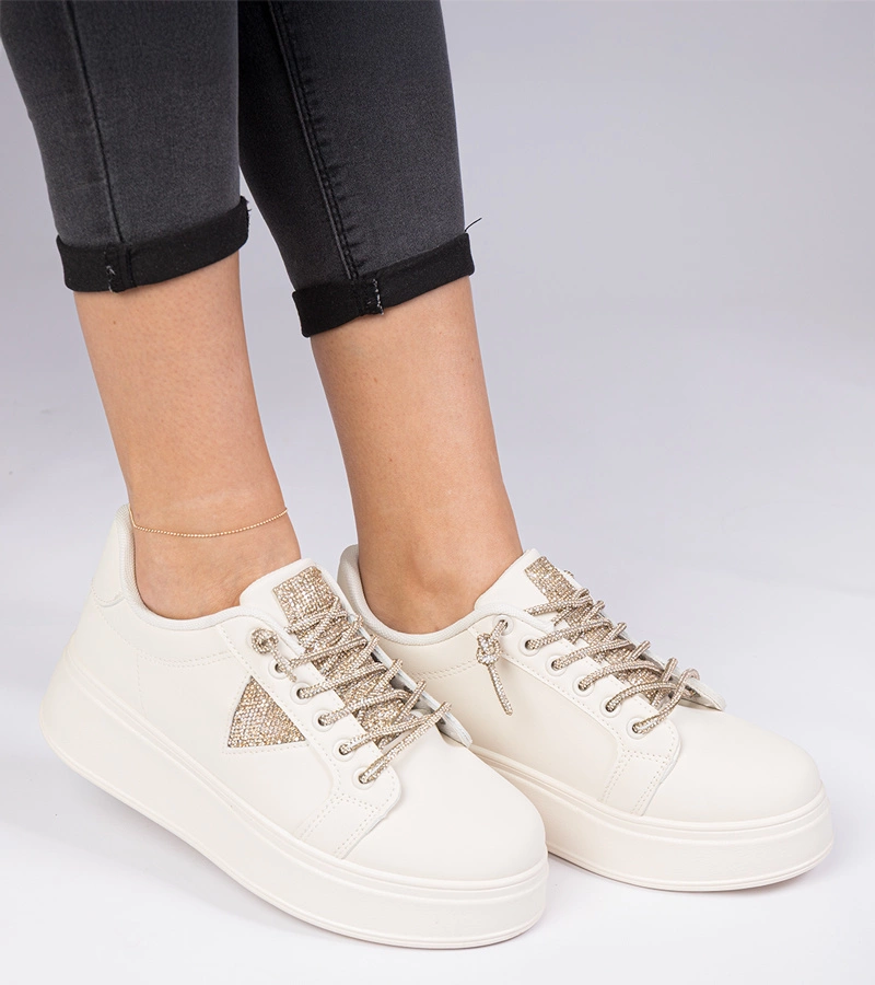 Gemre Adidași bej cu zirconii aurii Treysi