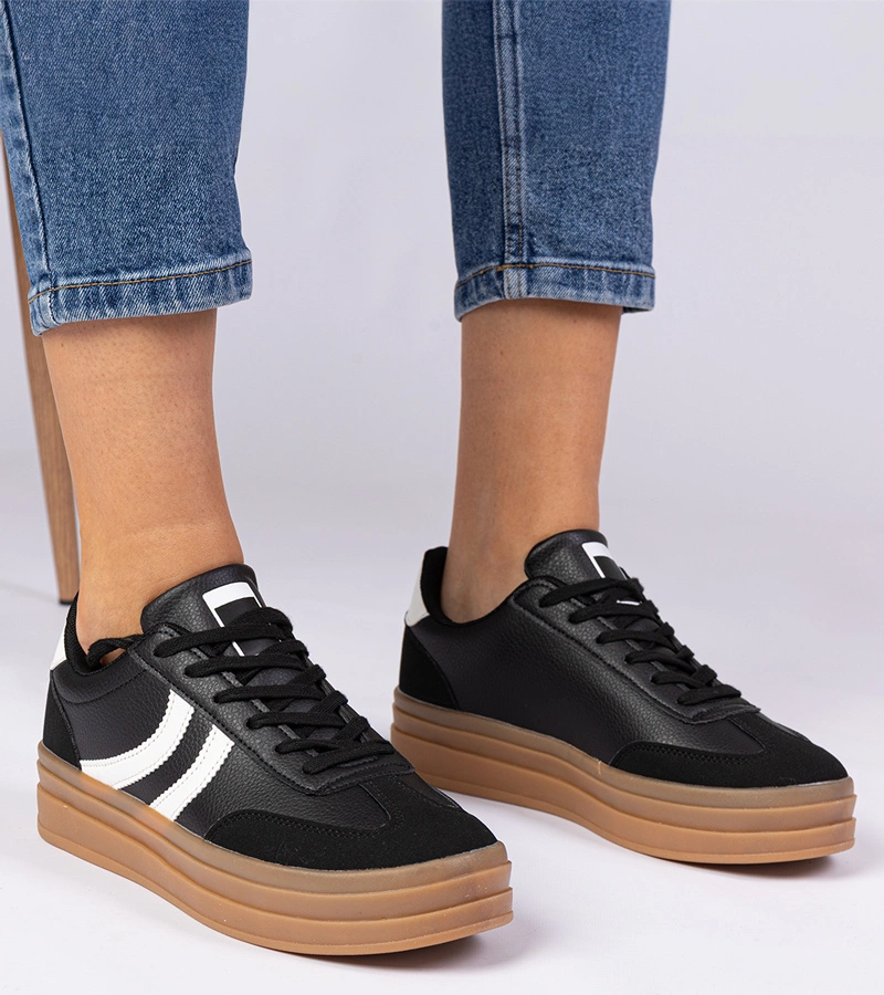 Gemre Adidași negri de damă pe platformă Melly