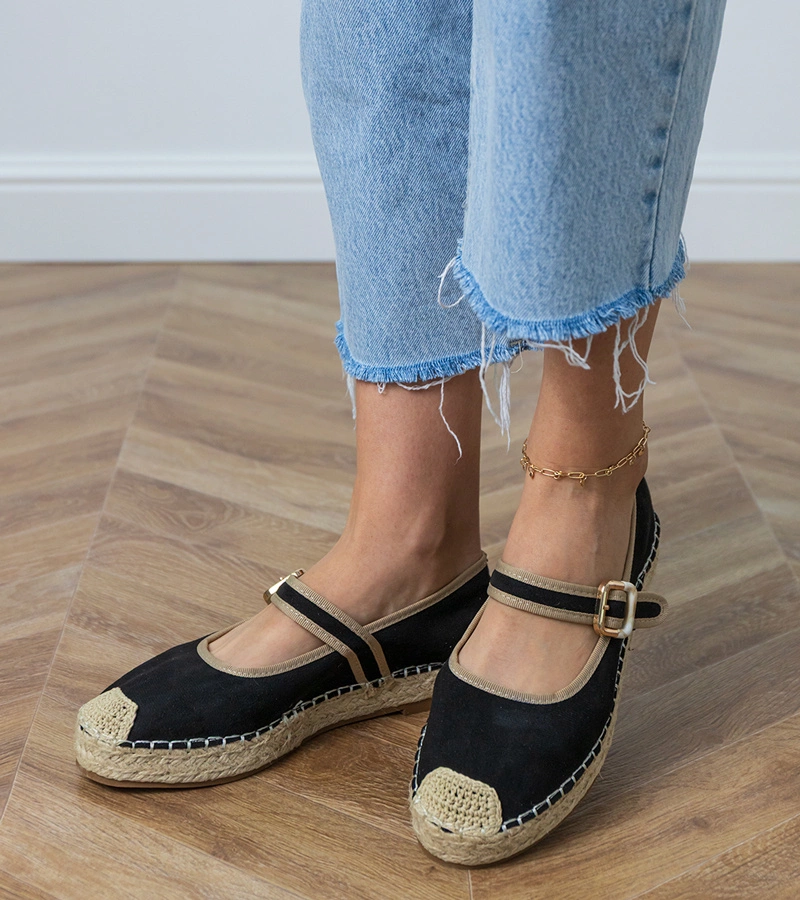 Gemre Espadrile negre cu cataramă decorativă Pilata