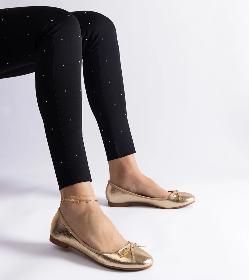 Gemre Balerini aurii decorați cu fundiță Yunka