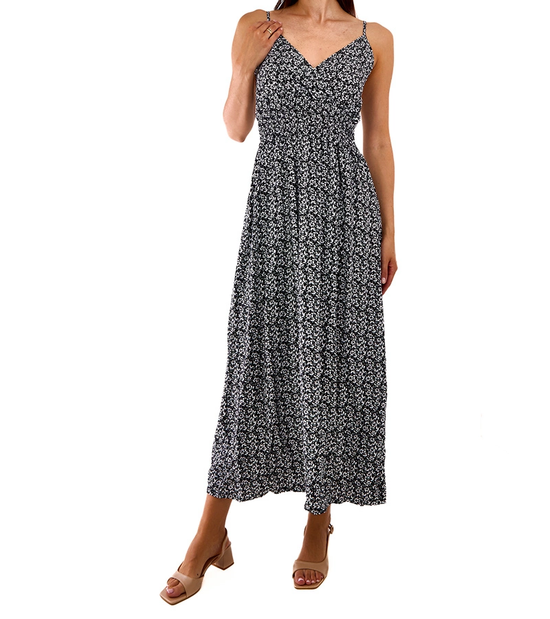 Gemre Rochie maxi neagră cu flori Esperia