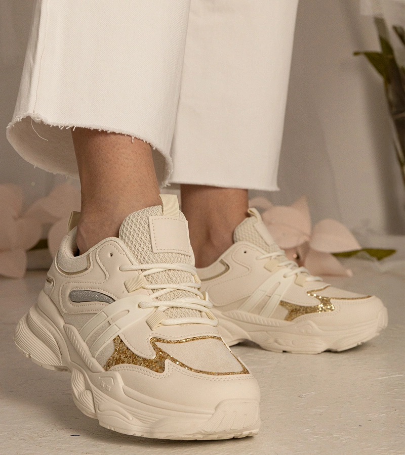 Gemre Adidași sport bej pentru femei cu sclipici Maleda