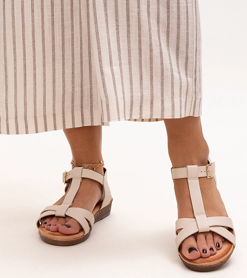 Gemre Beige Wedge Sandals Sherine