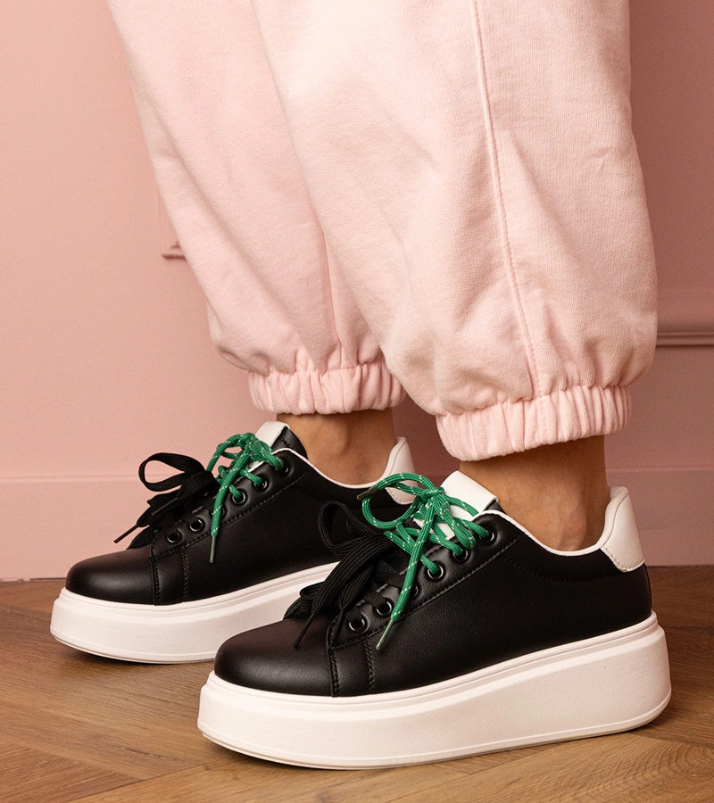 Gemre Adidași sport negri pe platformă Kler