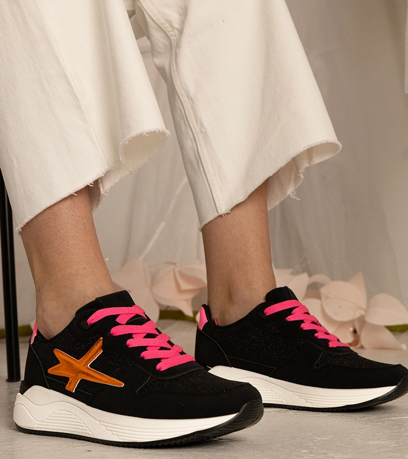 Gemre Adidași sport negri pentru femei cu sclipici Kaletti