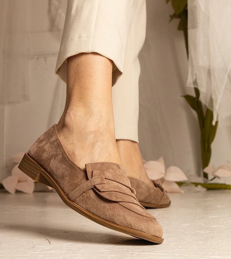 Gemre Mocasini clasici de damă maro din piele ecologică întoarsă Laiza