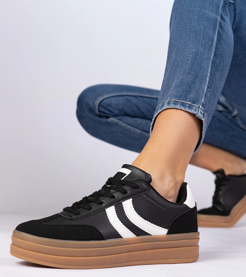 Gemre Adidași negri de damă pe platformă Melly