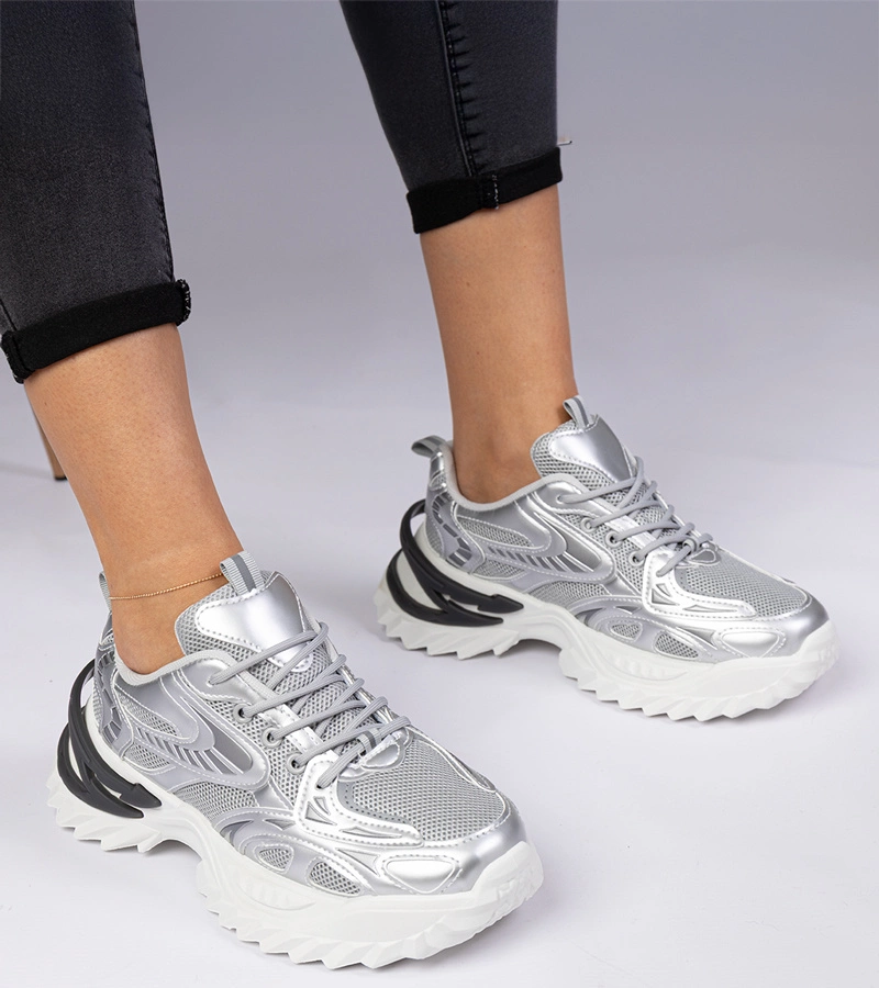 Gemre Adidași sport argintii cu talpă masivă Lirata