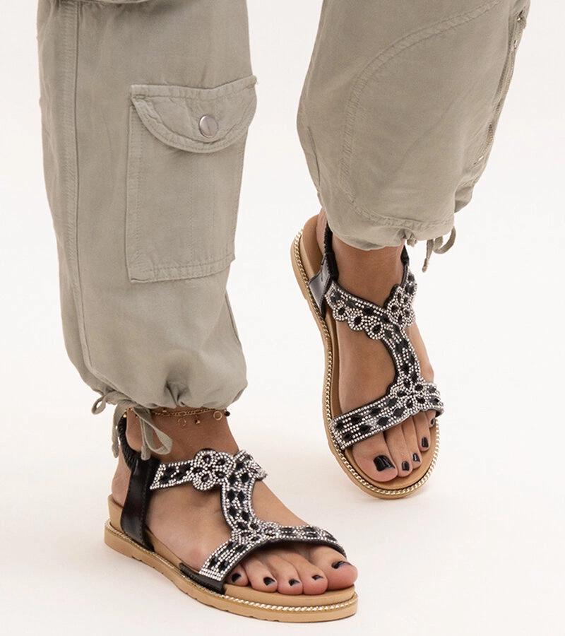 Gemre Sandale negre strălucitoare ale lui Shahid