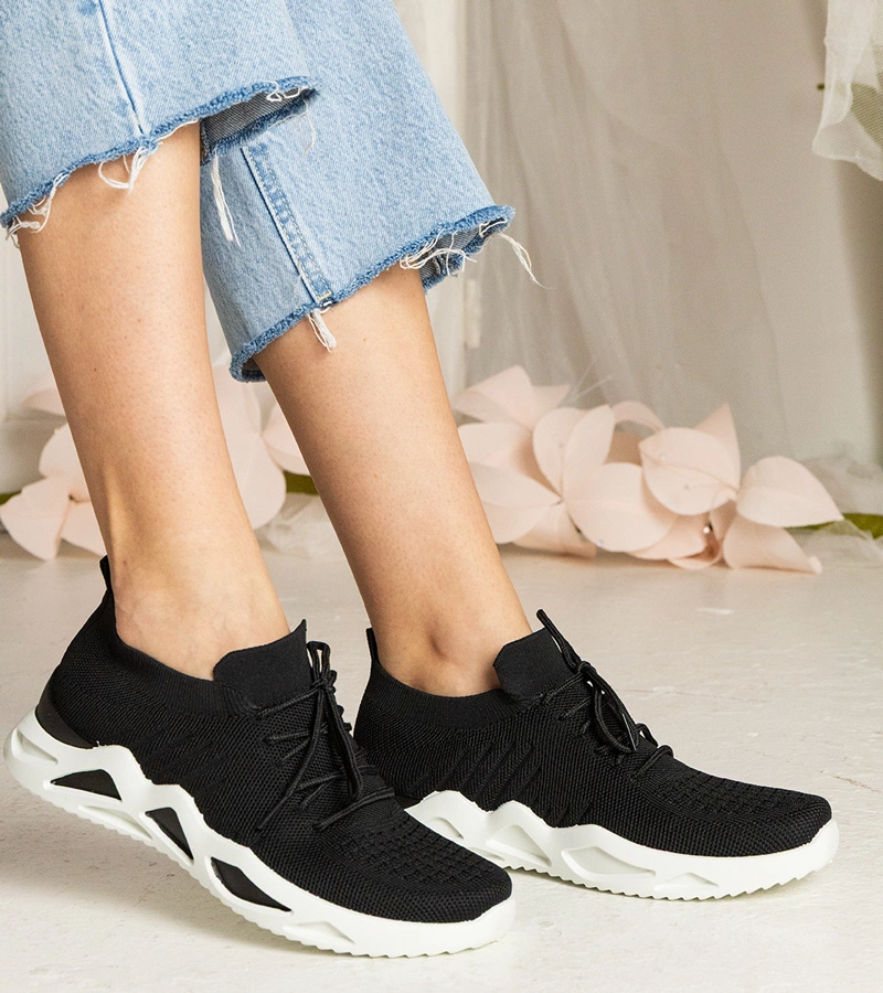 Gemre Adidași negri de damă cu guler tip șosetă Miyana