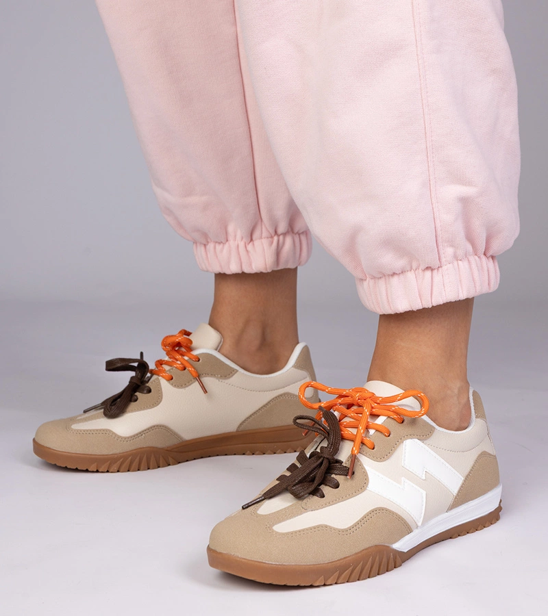 Gemre Adidași bej cu șireturi colorate Bekki