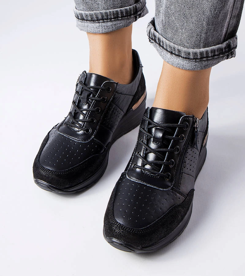 Gemre Pantofi Jazzar din piele neagră traforată