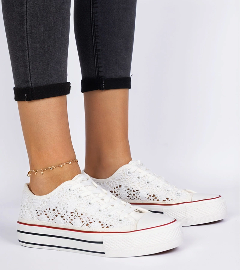 Gemre Pantofi sport albi de damă perforați Fernansis