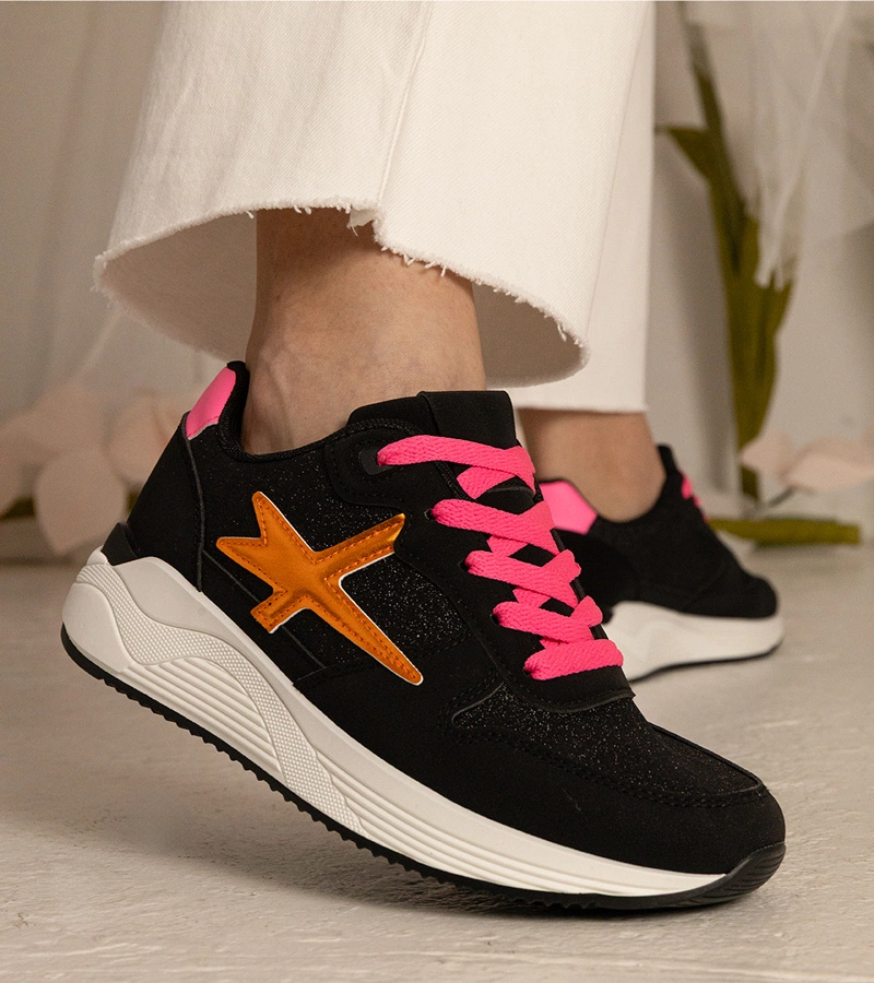 Gemre Adidași sport negri pentru femei cu sclipici Kaletti