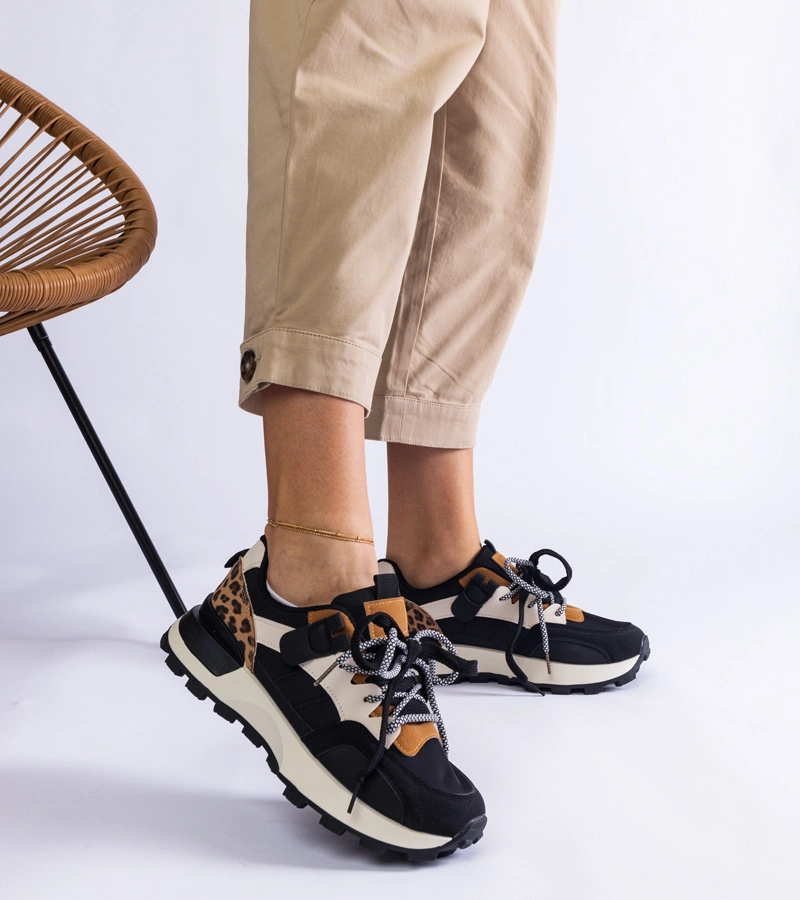 Gemre Adidași negri decorați cu motiv animalier Soria