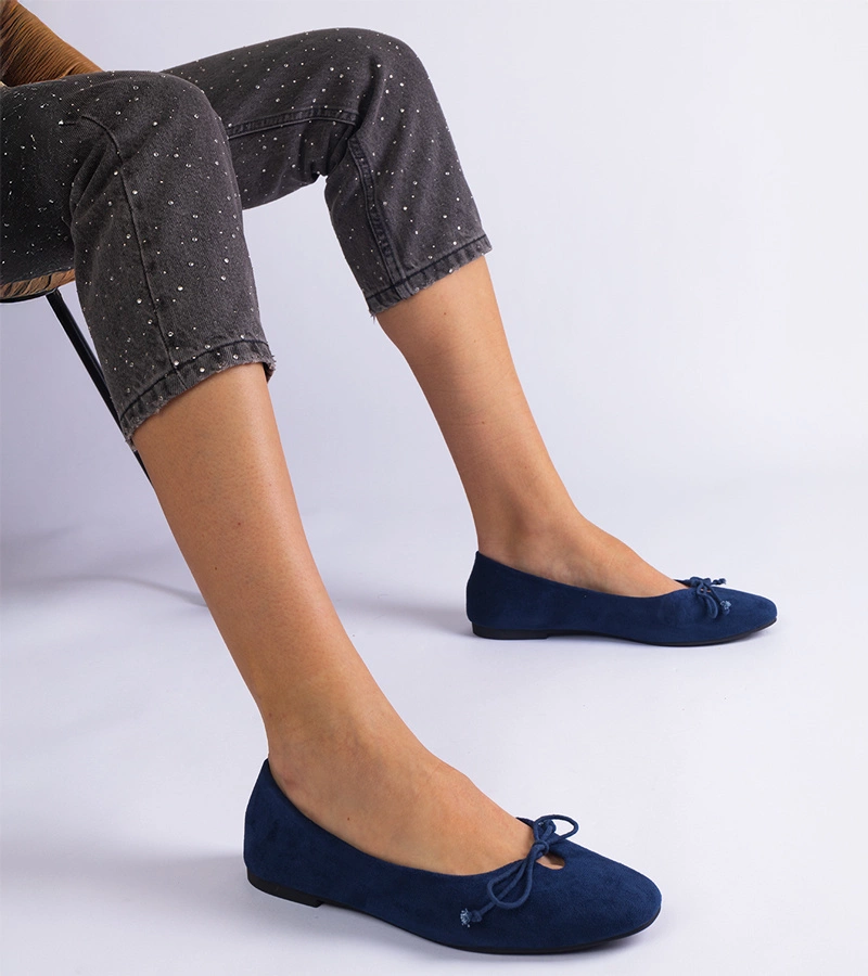 Gemre Balerini bleumarin cu fundiță decorativă Pollinos