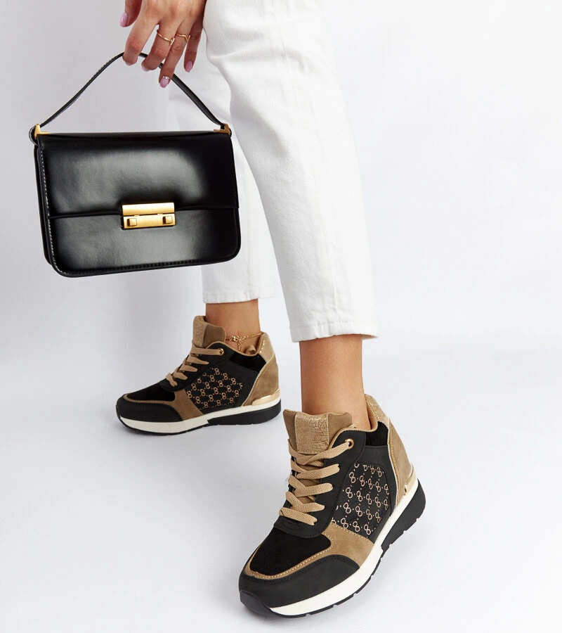 Gemre Sneakersi negri cu platformă Chestnut