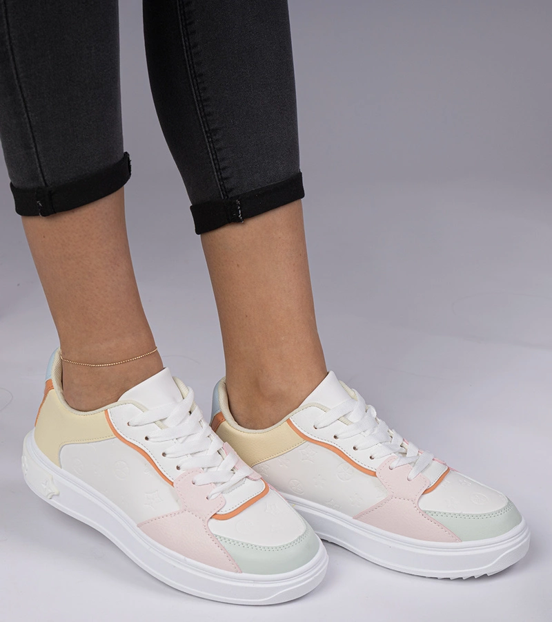 Gemre Pantofi sport alb-galbeni din piele ecologică Lavilia