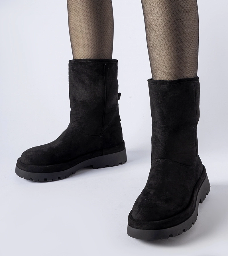 Gemre Botine negre cu talpă groasă Flavia