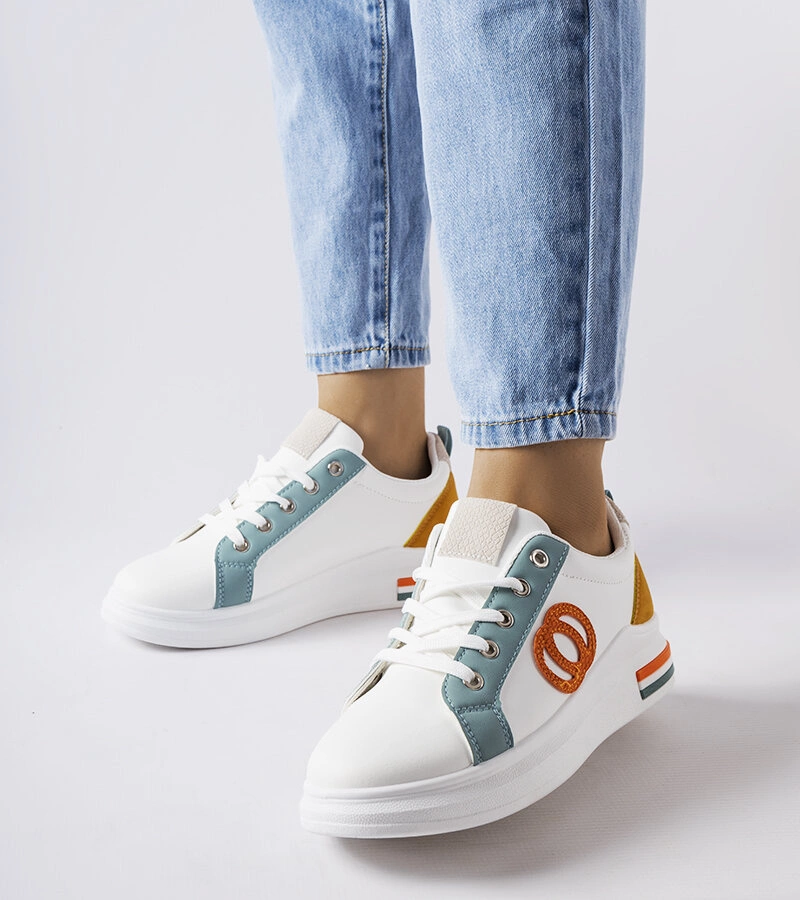 Gemre White Sneakers with Colorful Inserts Passaic