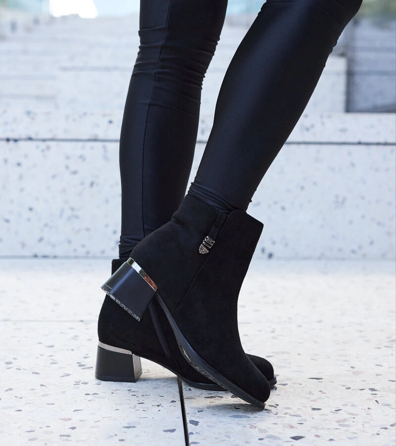 Gemre Cizme negre elegante cu zirconiu Bocconi