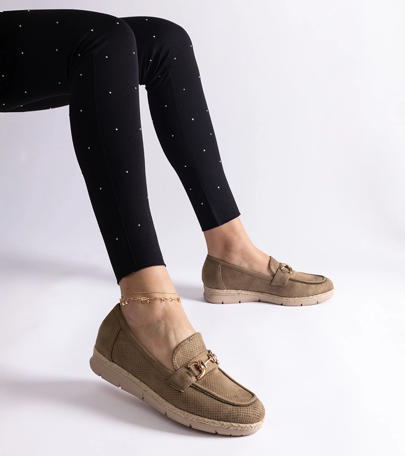 Gemre Green women's eco-suede loafers Sandoval