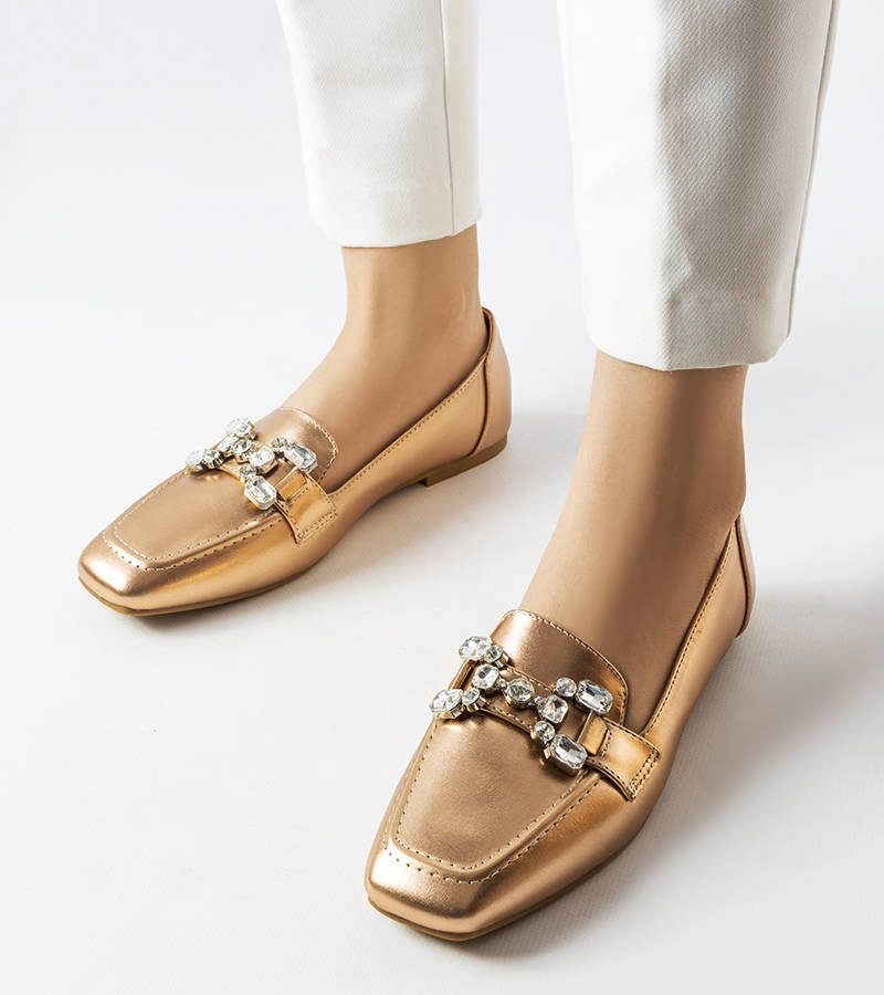 Gemre Pink-gold loafers with rhinestones Marechal
