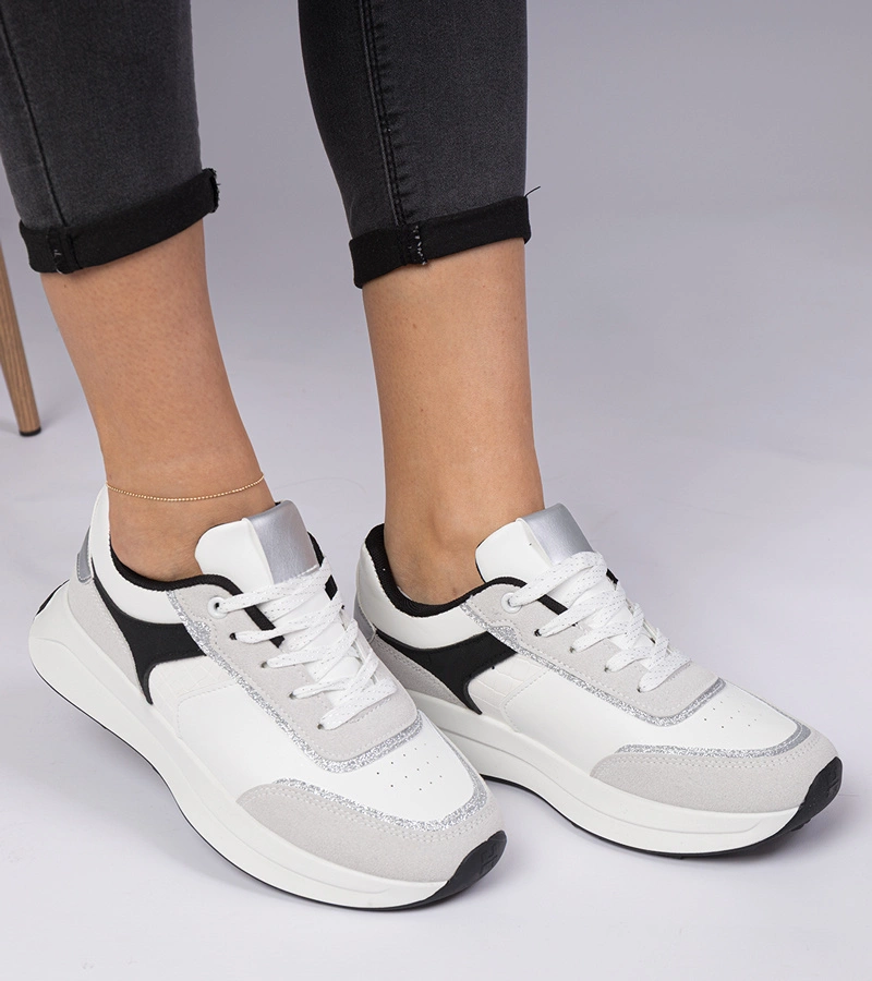 Gemre Adidași albi de damă cu sclipici Markuta