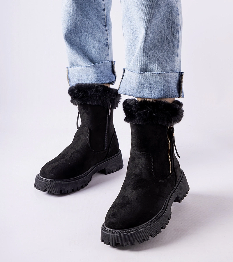 Gemre Cizme de zăpadă negre pentru femei Trigoso din eco-suede