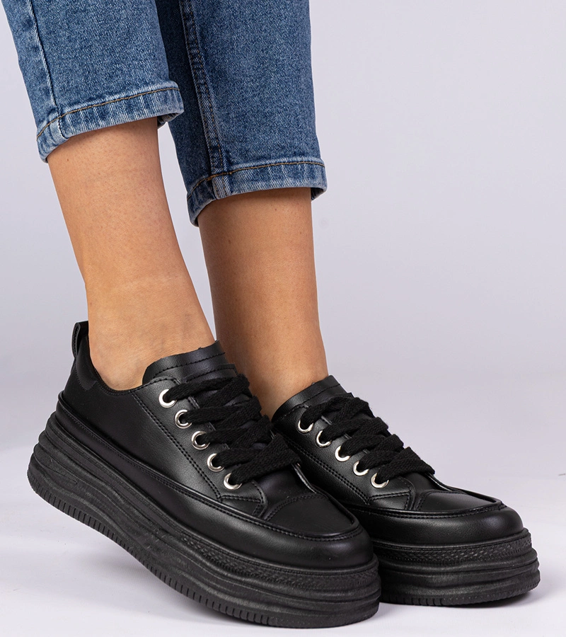 Gemre Adidași negri de damă cu talpă înaltă Selina