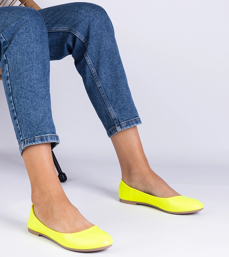 Gemre Balerini lăcuiți galben neon Aurika