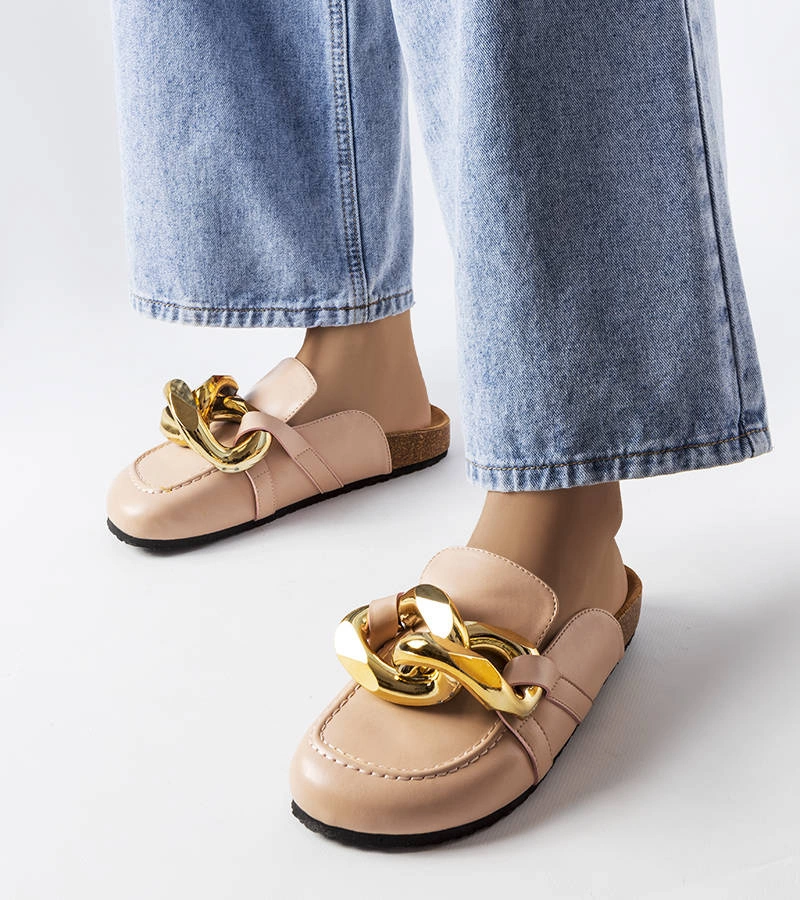 Gemre Pink flip-flops with chain Christelle