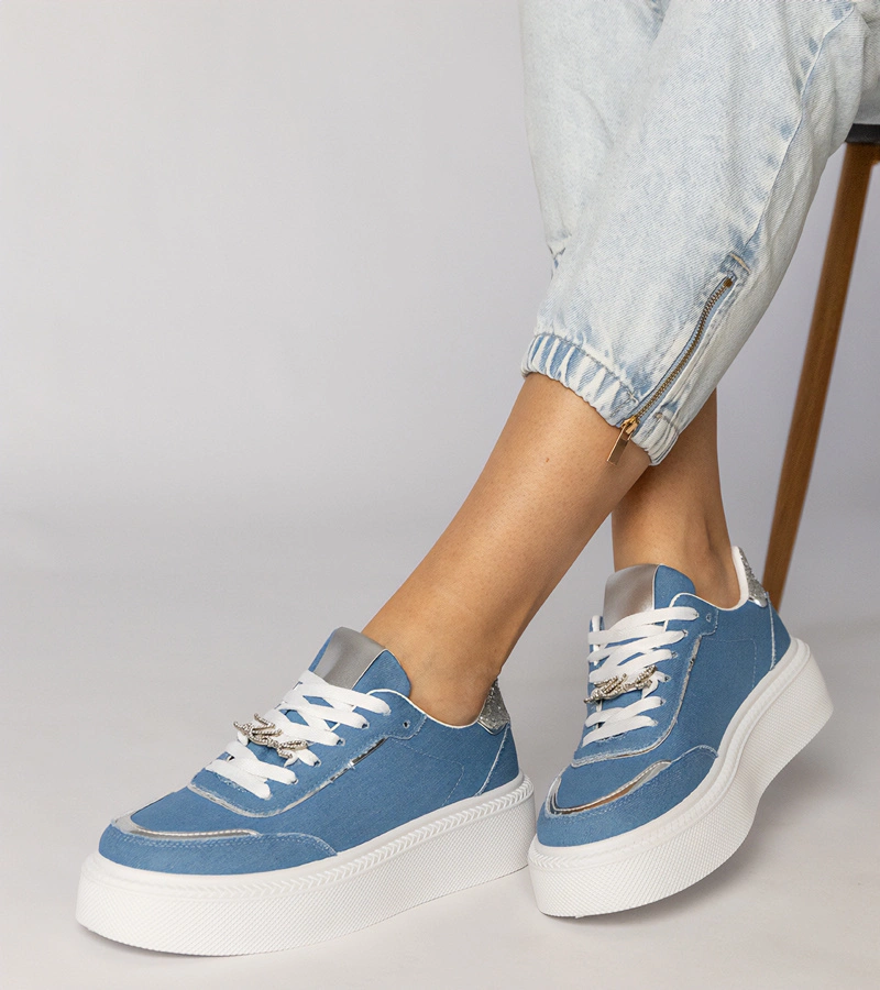 Gemre Jeans sneakers decorated with glitter and rhinestones Felura
