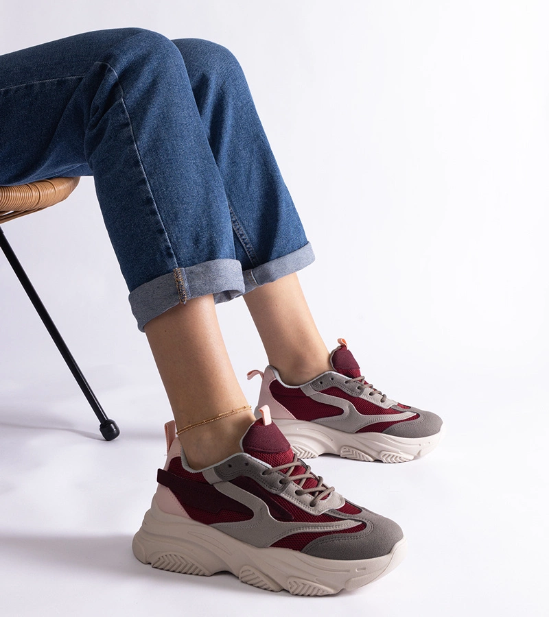 Gemre Burgundy-grey women's sneakers Milenka