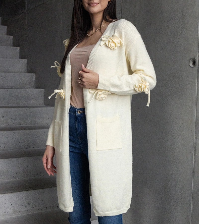 Gemre Cardigan lung alb Lira