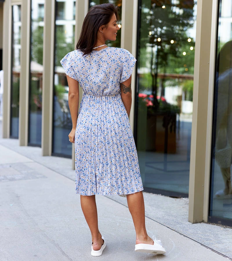 Gemre Rochie plisată albastră cu flori de Viminale