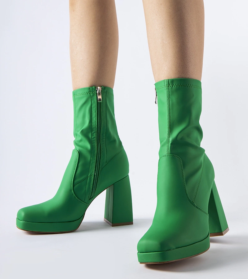 Gemre Green matte ankle boots with high block heel Isauro