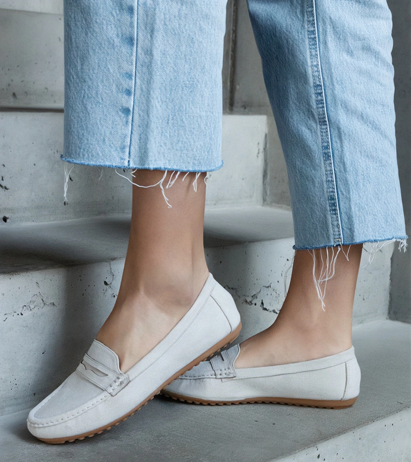 Gemre Mocasini gri din piele ecologică întoarsă Cellarengo