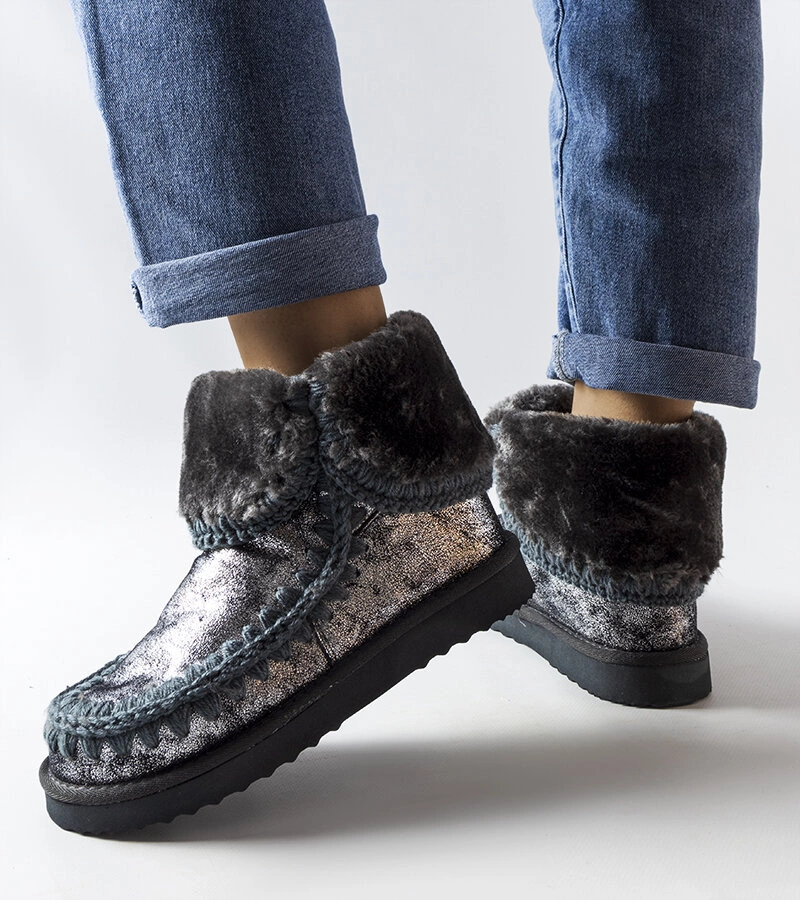 Gemre Gray metallic insulated Maggi eskimo boots