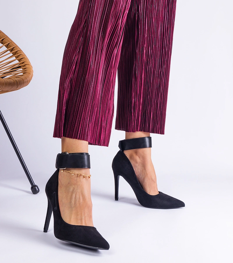 Gemre Pantofi stiletto negri din piele ecologică întoarsă Andressio