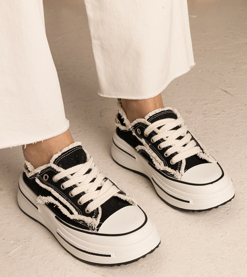 Gemre Adidași negri de damă cu talpă înaltă Kallara